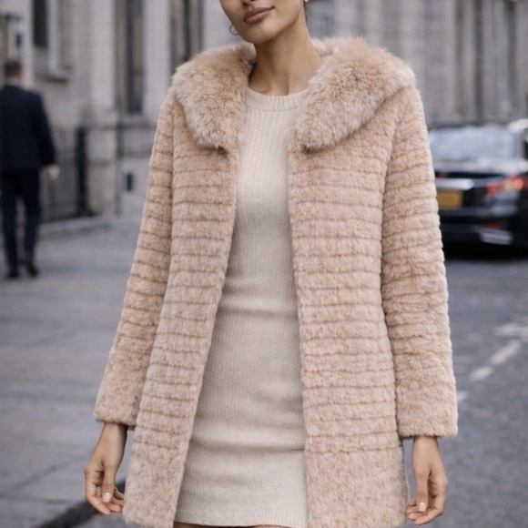 Real Rabbit Fur Coat with Fox Fur Collar | Factory Old Stock | Size XS - Picture 1 of 5